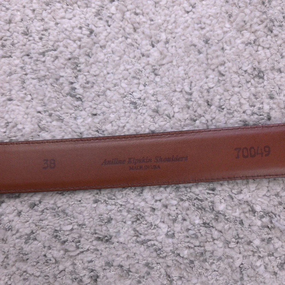 Johnston Murphy Belt Men Size 38 Aniline Kipskin Shoulders Leather Brown Black